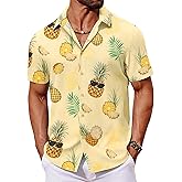 COOFANDY Mens Hawaiian Shirt Short Sleeve Button Down Shirts Tropical Floral Summer Beach Shirts