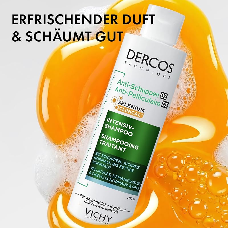 Dercos Psolution Anti Schuppen Shampoo 200 ml für fettige, juckende Kopfhaut & fettiges Haar - Tiefenreinigungsshampoo für Damen & Herren