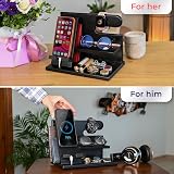 Teslyar Dad Gifts Wood Phone Docking Station Nightstand Organizer Black view 3