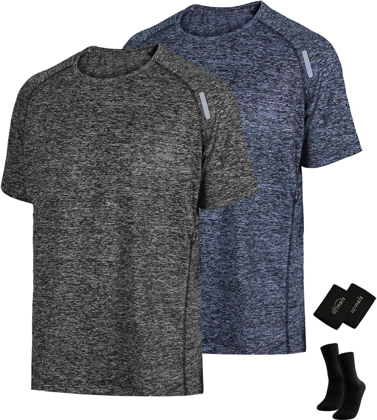 LIFINAIS Men's Athletic T-Shirt Workout Sports Tech Short Sleeve tee Shirts Gym Dri Fit Training Clothes