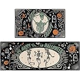 Faptoena Halloween Kitchen Mat Set of 2,Happy Halloween Skeleton Creepy Mats and Rugs Non Skid Washable for Kitchen Home Decor,Halloween Decorations and Accessories (17