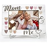 ONDTOM Mothers Day and Birthday Present, First Time Mother 4x6 Wood “Mom & Me” Photo Frame for Desk Display – A01