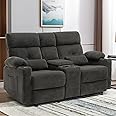 Consofa Reclining Loveseat, Power Reclining Loveseat with Console, Power Loveseat Recliner with Heat and Massage, Wall Hugger Loveseat Recliner with Extended Footrest, Lumbar Support for Living Room