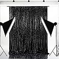 Eternal Beauty Black Sequin Backdrop, 8x8 Ft Glitter Background Curtains for Shimmer Photography Party Wedding Birthday Halloween Christmas Back Drop Decor