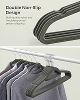 SONGMICS Velvet Hangers Set of 20 Non-Slip 360° Hook 0.6 cm Thick Grey view 3