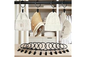 30pcs Curtain Clip Rings with Clips for Drapes, Window Treatments, Home Decor, Easy-Grip Hooks Black