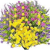 20 Bundles Artificial Flowers for Outdoors 10 Colors Fake Flowers UV Resistant No Fade Faux Plastic Greenery Plants for Garden Patio Porch Window Box Home Indoor Farmhouse Hanging Planter Décor