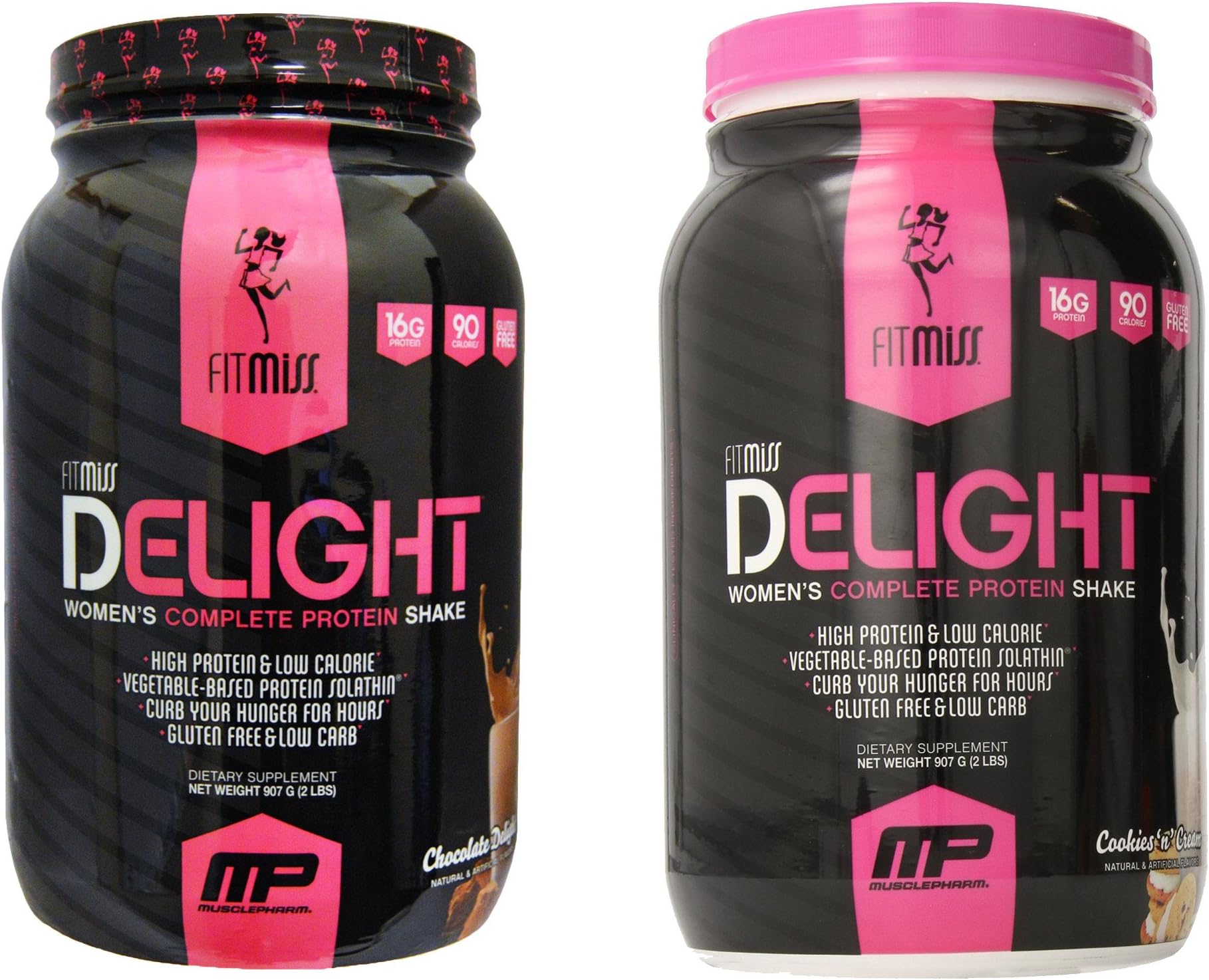 FitMiss Delight Nutritional Shake Chocolate Delight 2lb/Cookies and Cream 2lb (1 of Both)