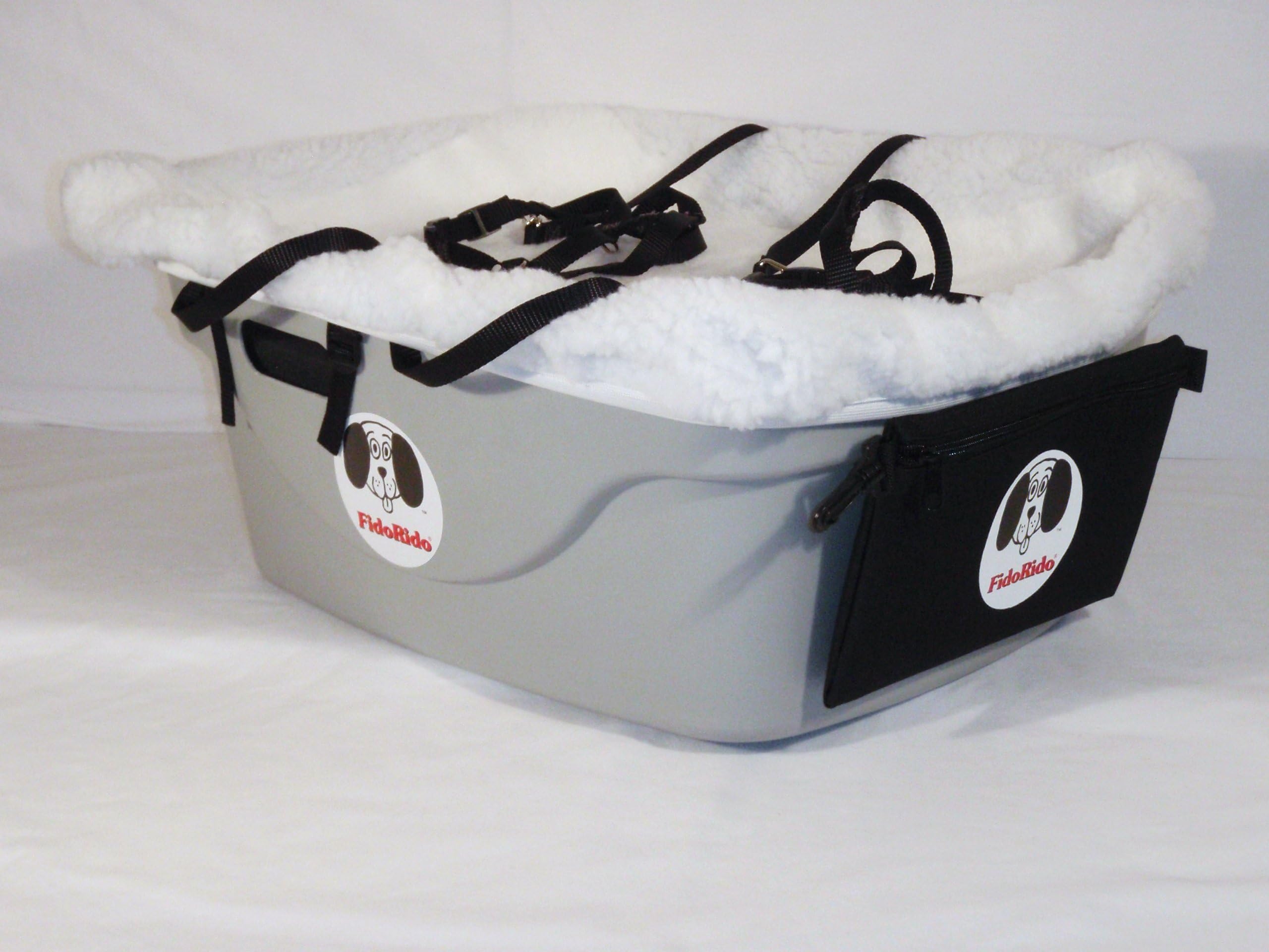 2 Seater Dog Car Seat Finish: Gray, Lining Color: Sherpa White, Harness Sizes: Small and Medium