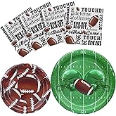 Football Party Plates and Napkins Set – Disposable Paper Tableware for Game Day Decorations, Serves 20 Guests