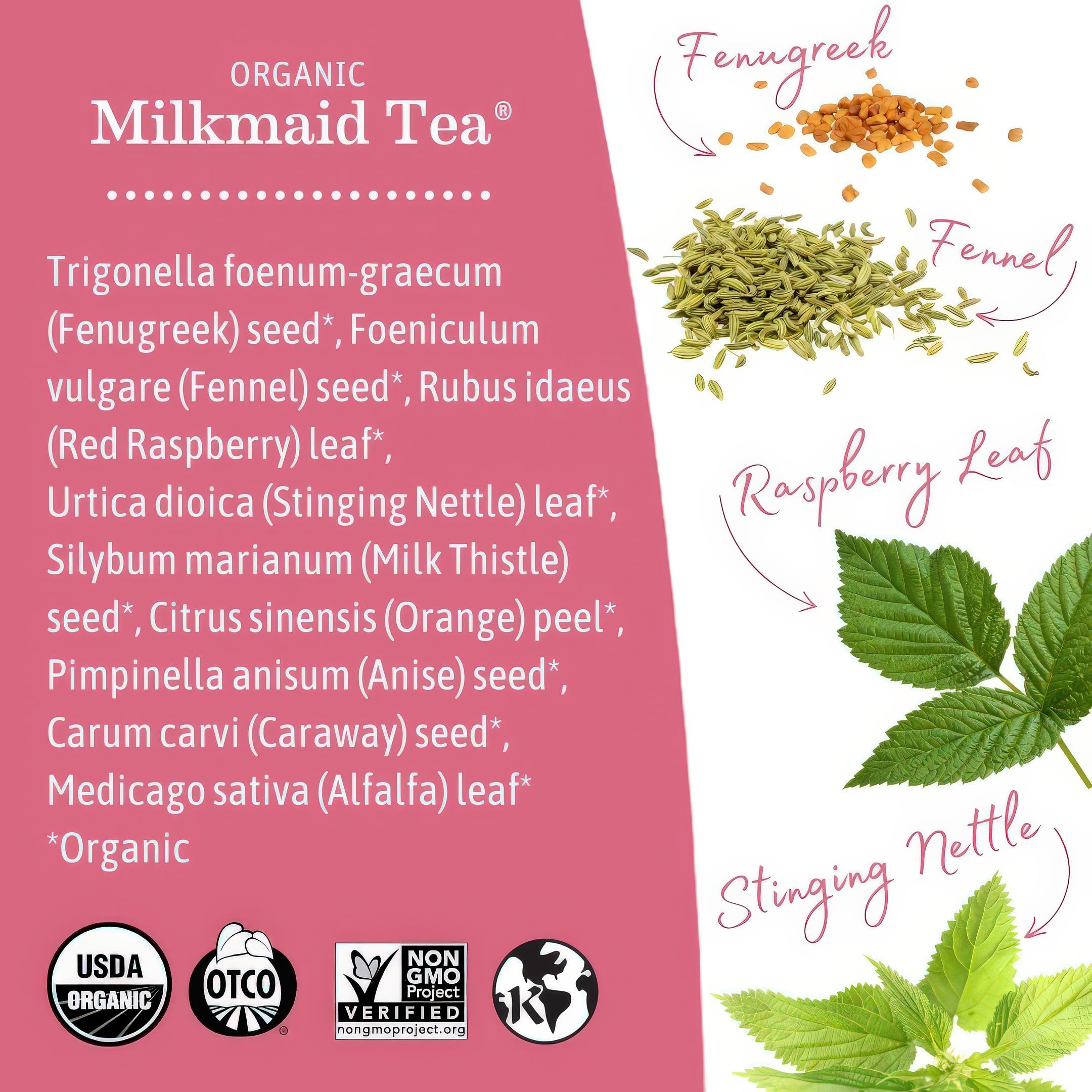 Earth Mama Organic Milkmaid® Tea | Lactation Support Herbal Tea Bags for Breastfeeding, Decaf Lactation Supplement for Increased Breast Milk Production, With Milk Thistle & Fenugreek (16 Count)