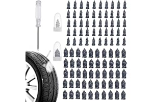 ROSY PIXEL 100 PCS Tire Repair Kit with Carbon Steel Core - Screw in Tire Plugs, 2 Sizes Rubber Nails & Screwdriver for Emerg