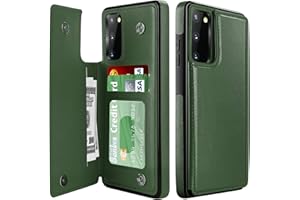 LETO Galaxy S20 FE Case,Luxury Flip Folio Leather Wallet Case Cover with Card Slots and Kickstand for Girls Women,Protective Phone Case Green
