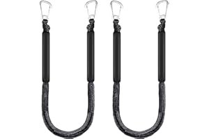 SCGFPOE 4ft Bungee Dock Lines for Boat with 2 Hooks – Heavy-Duty Quick-Connect Mooring Ropes for Boat, Jet Ski, Pontoon – 316 Stainless Steel Hooks 2 Pack Black