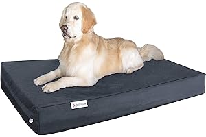 Dogbed4less Jumbo Extra Large Gel Infused Memory Foam Dog Bed with 1680 Nylon Heavy Duty Cover and Waterproof Liner, 55X37X8 Inches, Grey