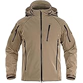 TACVASEN Men's Rain Jacket Tactical Military Hoodie Waterproof Windbreaker Softshell Winter Fleece Coats Hiking Outdoor