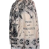 Rodaruus Pride and Prejudice Scarf Featuring Iconic Peacock Book Cover Illustration. Jane Austen Literary Scarf for Book Lovers, Bookish Gift for Her