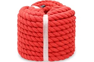 BONSINY Twisted Cotton Rope 1/2 inch x 50 feet Soft Red Rope for Crafts Baskets Plant Hanger Wall Hanging Home Decor