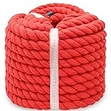 BONSINY Twisted Cotton Rope 1/2 inch x 50 feet Soft