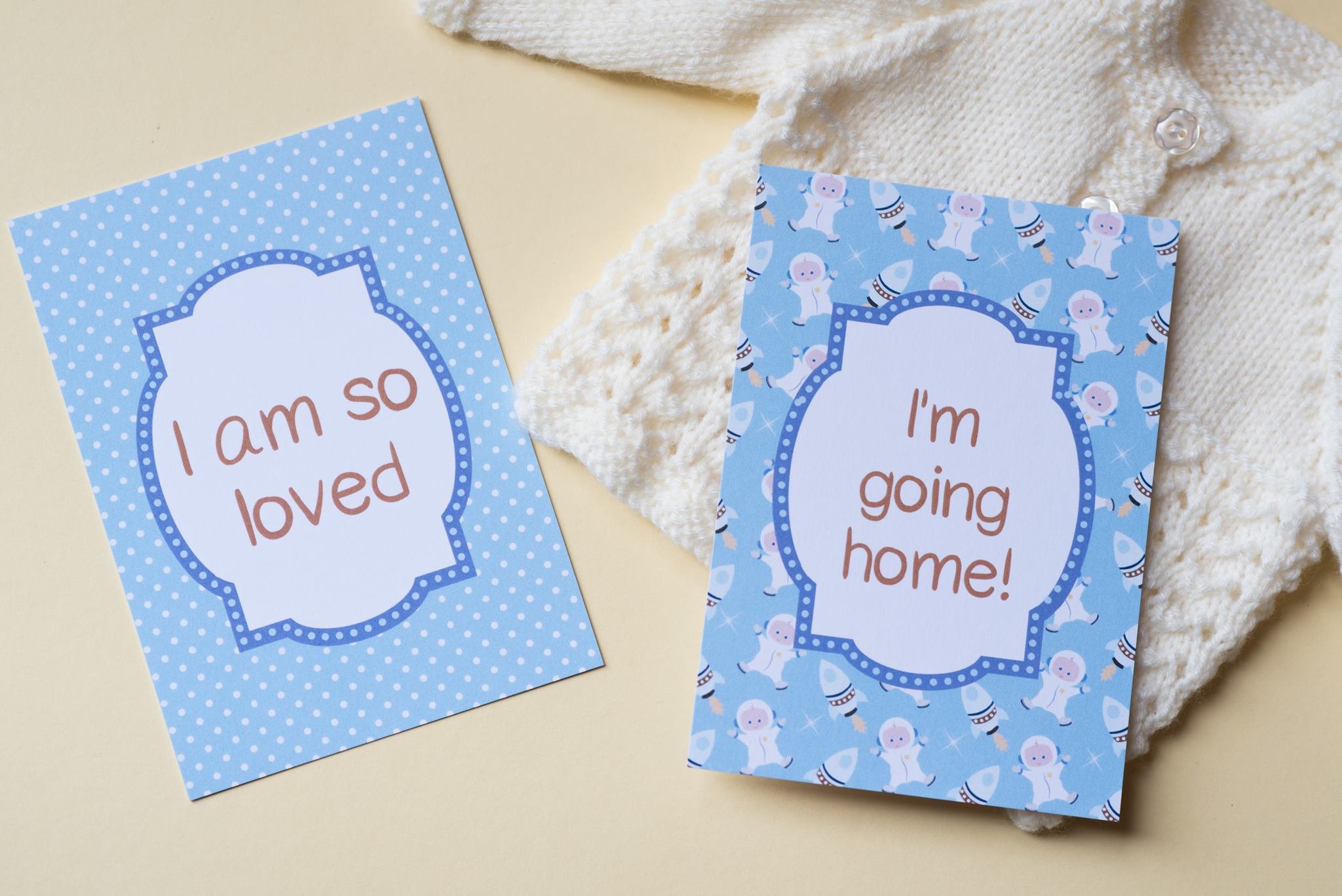 Premature Baby Journey Cards - Blue Retro DD029