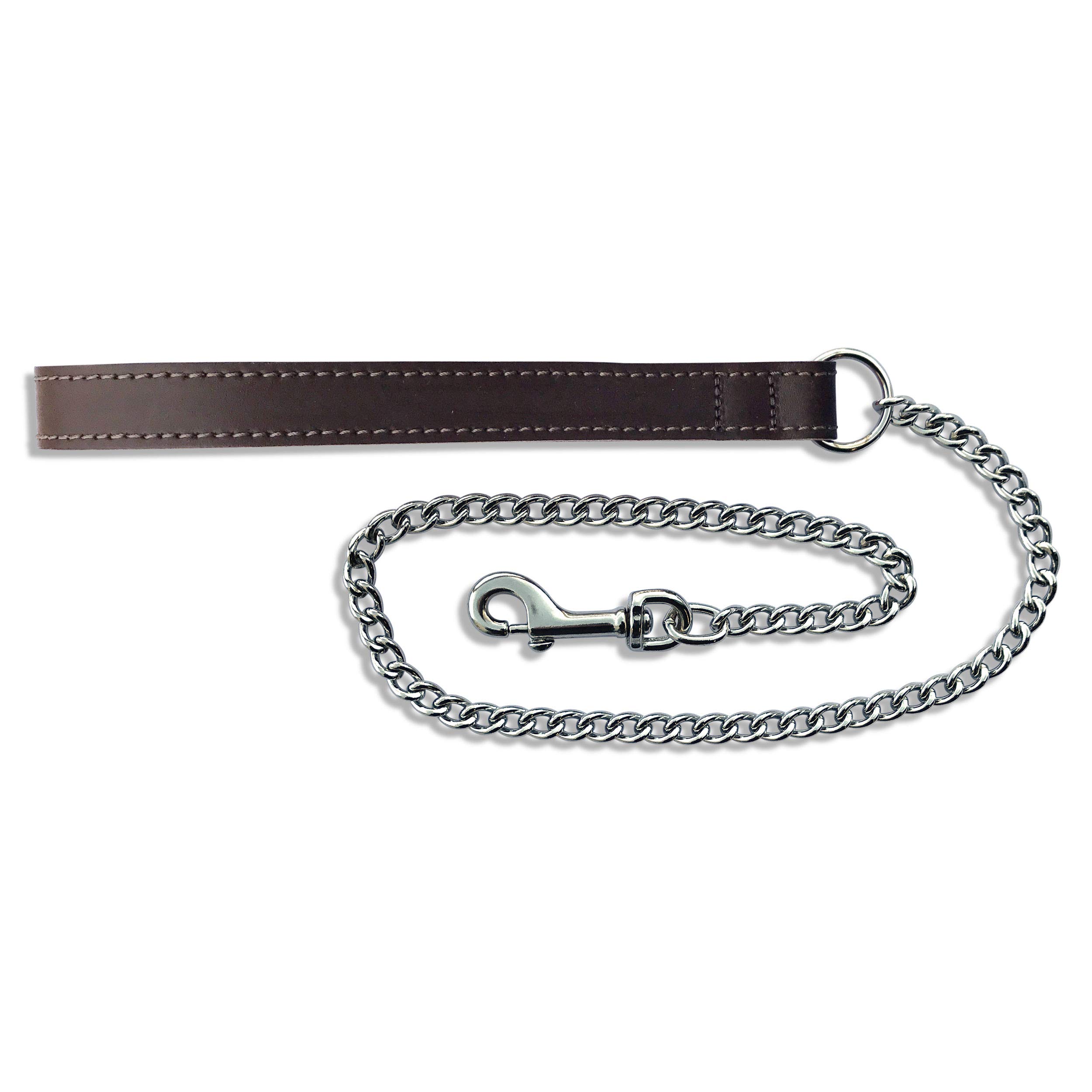 BBD 30-inch Medium Leather Chain Lead, Brown