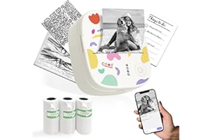 Mini Sticker Printer, Mini Thermal Printer with 4 Rolls Paper, Bluetooth Inkless Printpods, Pocket Label Maker Suitable for C