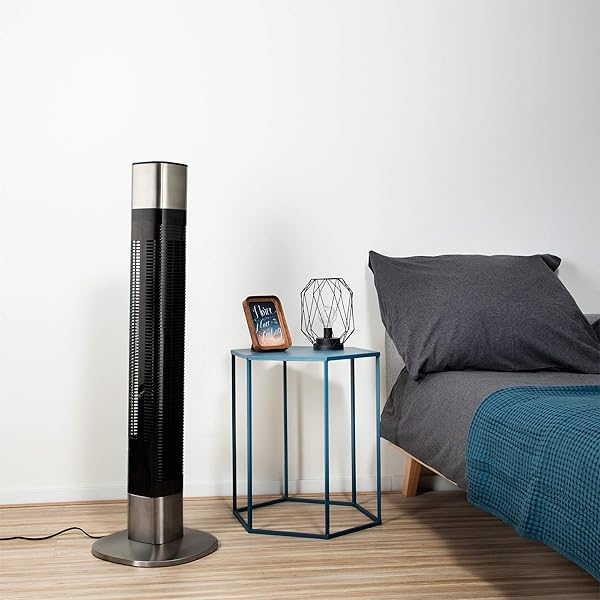 Princess 350000 oszillierender Turmventilator kompatibel mit Alexa und Smart Home Pro 103 cm Hhe Ventilator mit 50W sehr leise mit nur 54dB Grau Schwarz