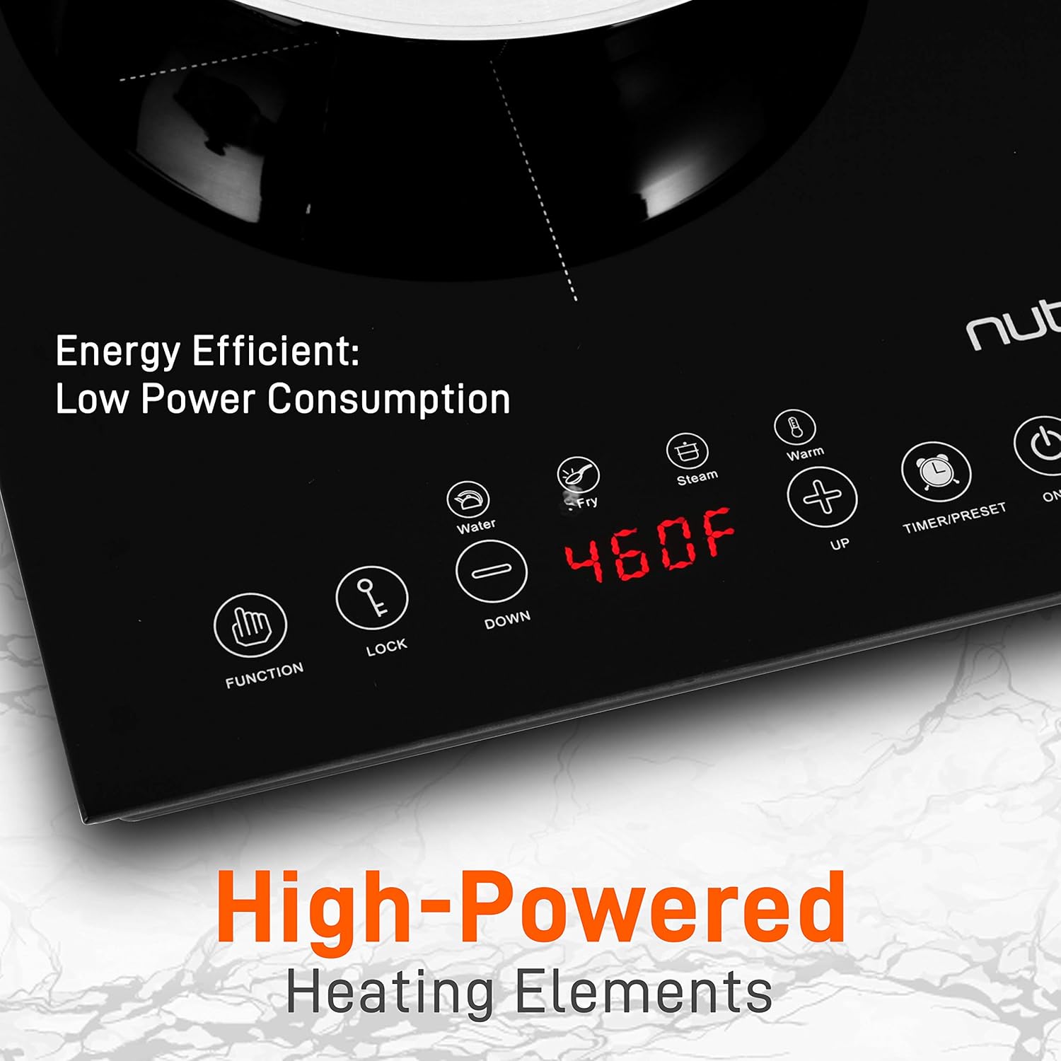 NutriChef Double Induction Cooktop 120V Portable Digital Ceramic Dual Burner w/Kids Safety Lock-Works with Flat Cast Iron Pan,1800 Watt,Touch Sensor, 12 Controls PKSTIND48: Kitchen & Dining