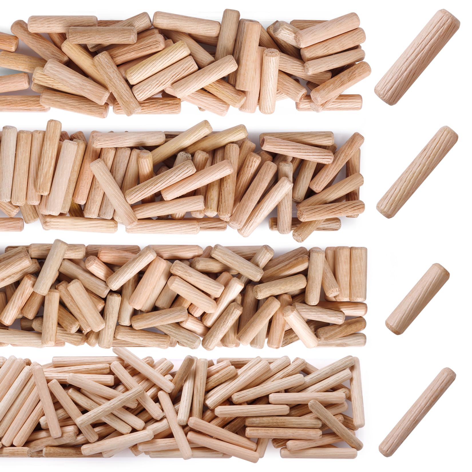 Photo 1 of 100Pcs Wooden Dowel Pins Kit 3/8x2 Inch Small Fluted Wood Dowels Pegs Hardwood Pin for Furniture Woodworking Crafts, Furniture, Door, DIY