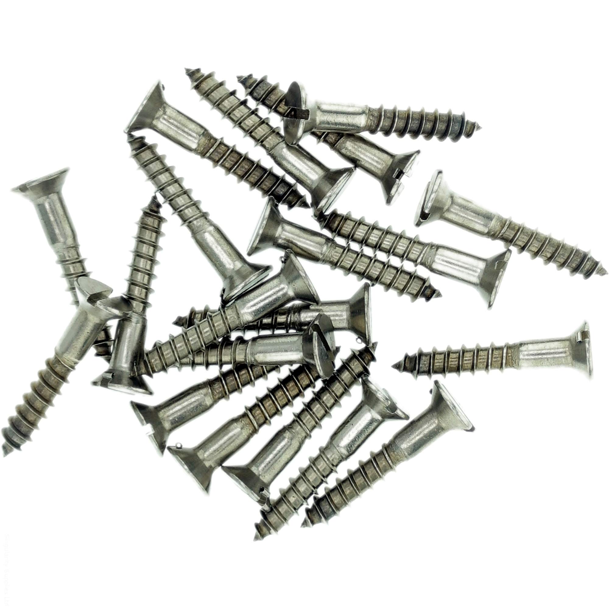 No.9 x 1.18 (4.5mm x 30mm) Slot Countersunk Wood Screw - Stainless Steel (A2) (Pack of 20)