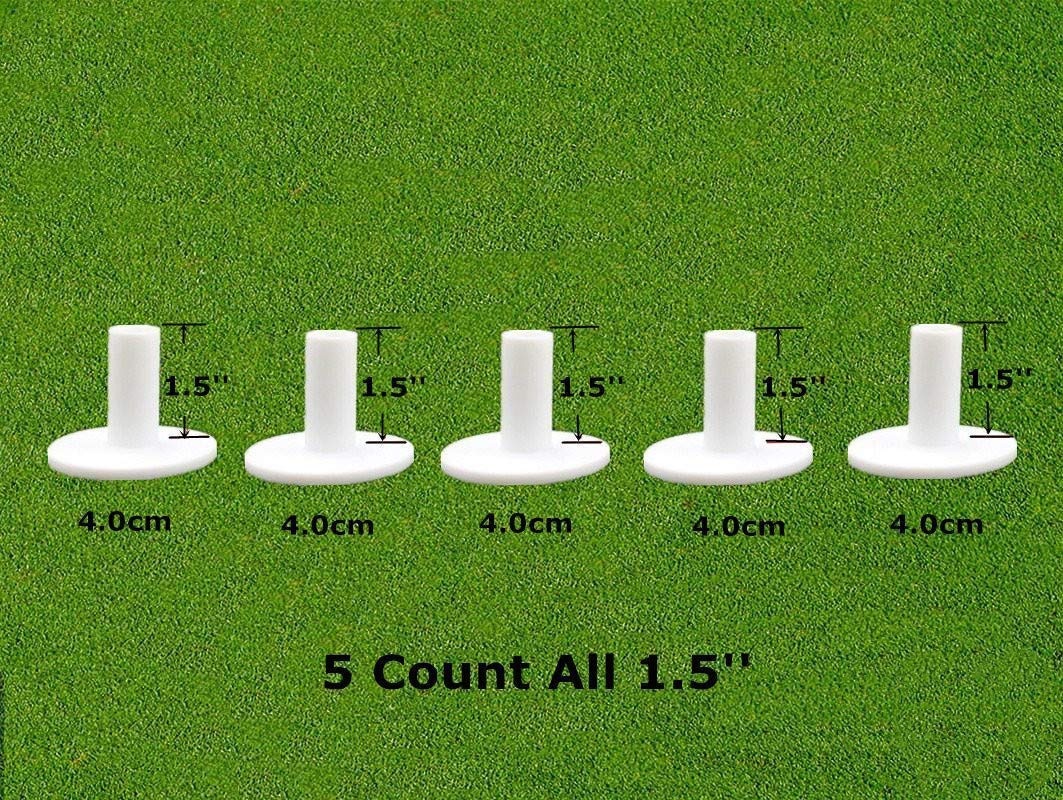 FINGER TEN Golf Rubber Tees for Driving Range Mats Value 5 Pack, Durable for Practice Mat Top Holder Indoor Outdoor (White, 5 Pack All 1.5'')
