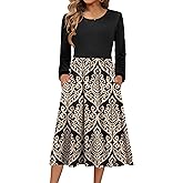Zeagoo Long Sleeve Dresses for Women 2026 Fall Winter Casual Flowy A-Line Boho Midi Party Long Dress with Pockets