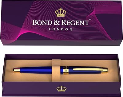 Bond & Regent Royal Blue 24 Karat Gold Rollerball Pen Certified Luxury Grade