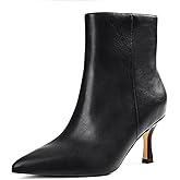 Elisabet Tang Women's Pointed Toe Booties 3 inches Heels Ankle Boots with Side Zipper Dressy Comfy Work Formal Winter Fall