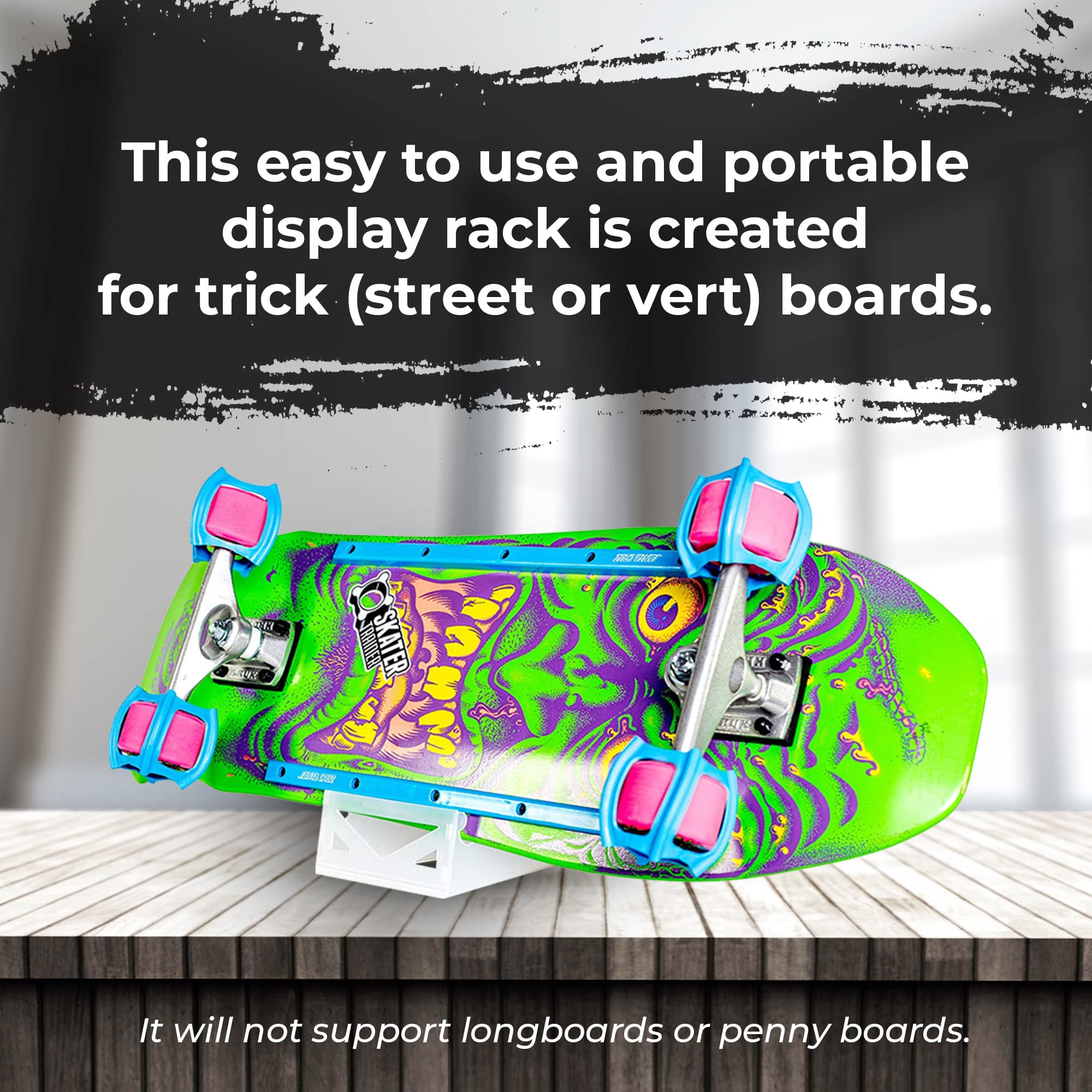 Origami Skateboard Stand- A Skate Board Holder by Skater Trainers - Store and Display - Keep Boards Off The Wall - A Great Rack Display for That Made in The USA - Parents Love These