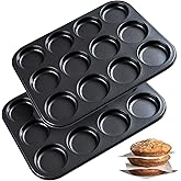 Yomvzake Muffin Top Pan 2 Pack Baking Pans Whoopie Pie Pan, Nonstick 3 Inch Yorkshire Pudding Pan for Pansuffin, Moon Pie, Cookies, Small Hamburger Bun