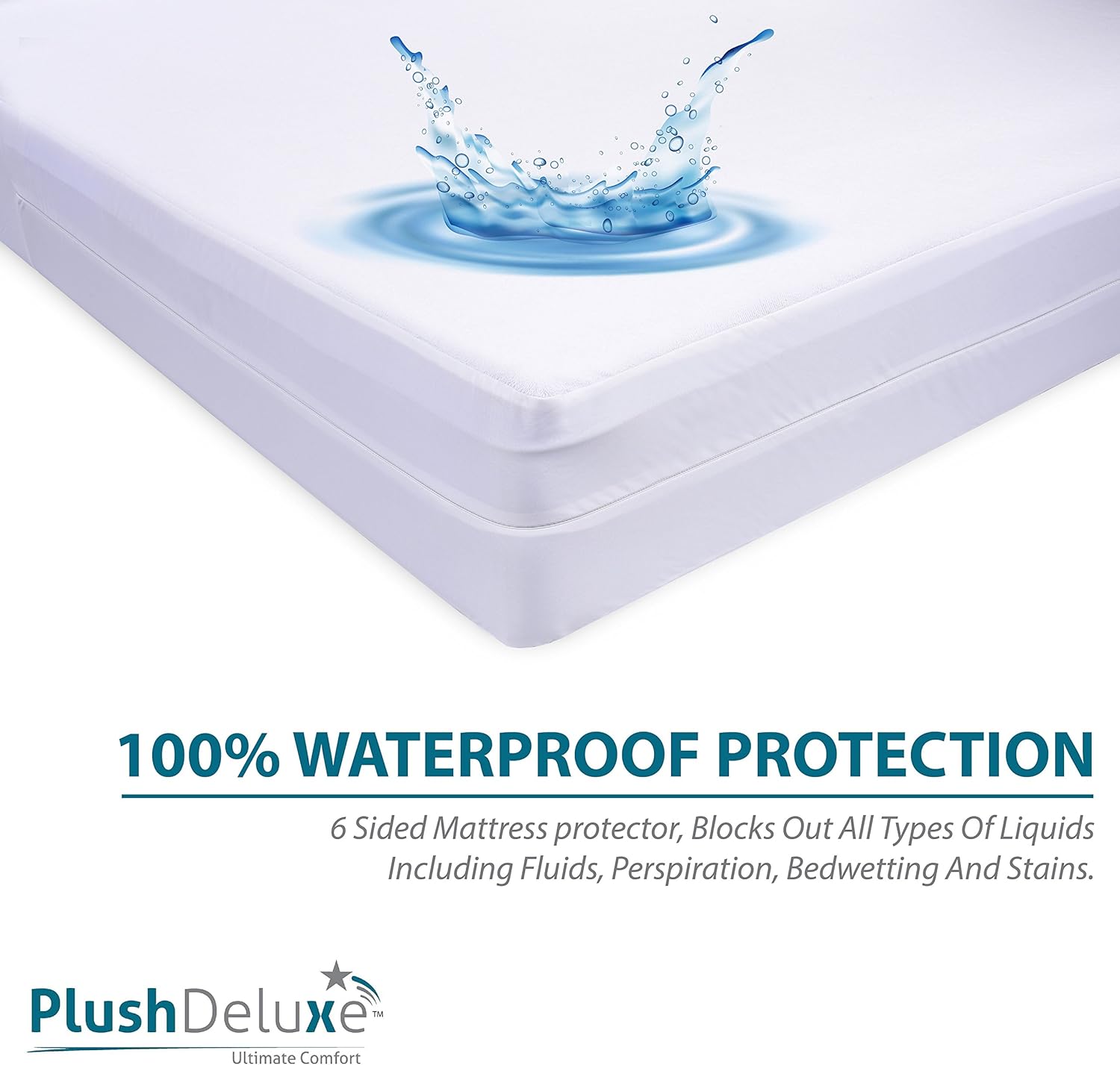 PlushDeluxe Premium Zippered Mattress Encasement, Waterproof, Bed Bug & Dust Mite Proof 6-Sided Protector Cover, Hypoallergenic Cotton Terry Surface (Fits 9-12 Inches H) Twin XL: Home & Kitchen