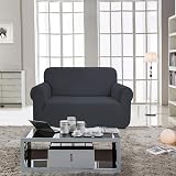 SAMSTEX 2 Seater Sofa Cover Stretch Jacquard Grey 1-Piece Slipcover view 2