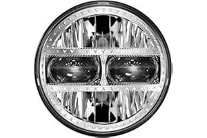AUDEXEN 5.75 Inch Led Headlight 55W 5-3/4" Round Headlight Compatible with Harley Dyna Sportster Street Bob Softail Iron 883 Street Rod Deuce Custom Super Wide Glide Motorcycle, Chrome