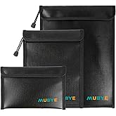 Upgraded Fireproof Waterproof Document Bag - 3 Pack Safe Money Bags With Zipper, Fire & Water Resistant Storage Organizer Pouch for Documents Holder,File,Cash,Passport,Tablet (Black)