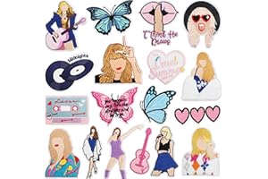 STPLATE 18PCS Embroidered Patch Taylor Iron on Patches for Clothes Cardigan Sew on Patches for Music Appliques Fashion Patch for Jeans Backpacks Jackets Hats Gifts for Music Fans