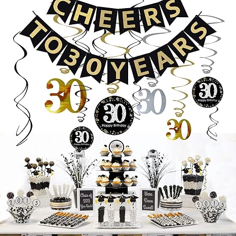 Jevenis 30th Birthday Party Decorations Kit Cheers To 30 Years