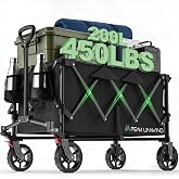 Wagons Carts Foldable,Collapsible Wagon with Wheels,450LBS Heavy Duty Beach Wagon Cart,Lightweight Portable Folding Utility Wagon Cart with Cup Holders for Camping, Garden, Sports, Grocery pcs