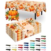 Pureegg Thanksgiving Tablecloths 6 Pack, 54 x 108 Inch, Pumpkin Harvest | Plastic Table Cloth Disposable，Thanksgiving Decorations, Harvest Party,Fall Tablecloths, Rectangle Tables, Leakproof &amp; Sturdy