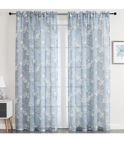 H.VERSAILTEX Cortinas De Lino Floral Bohemio, Cortinas Semitransparentes Para Filtrar La Luz, Cortinas De 108 Pulgadas De Largo, Juego De 2 Paneles, Cortina Vintage Con Ojales, Tratamiento De Patrón