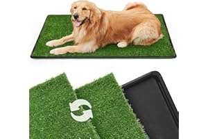 LOOBANI 45x29in Large Dog Grass Potty Tray - Dog Litter Box with 2-Pack Replacement Artificial Grass Puppy Training Pads - Potty Tray for Balcony Apartment Indoor Outdoor Use