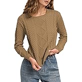 Cakulo Womens Lightweight Fall Pullover Sweaters Cable Knit Crew Neck Sweater Tops 2025 Trendy Outfits