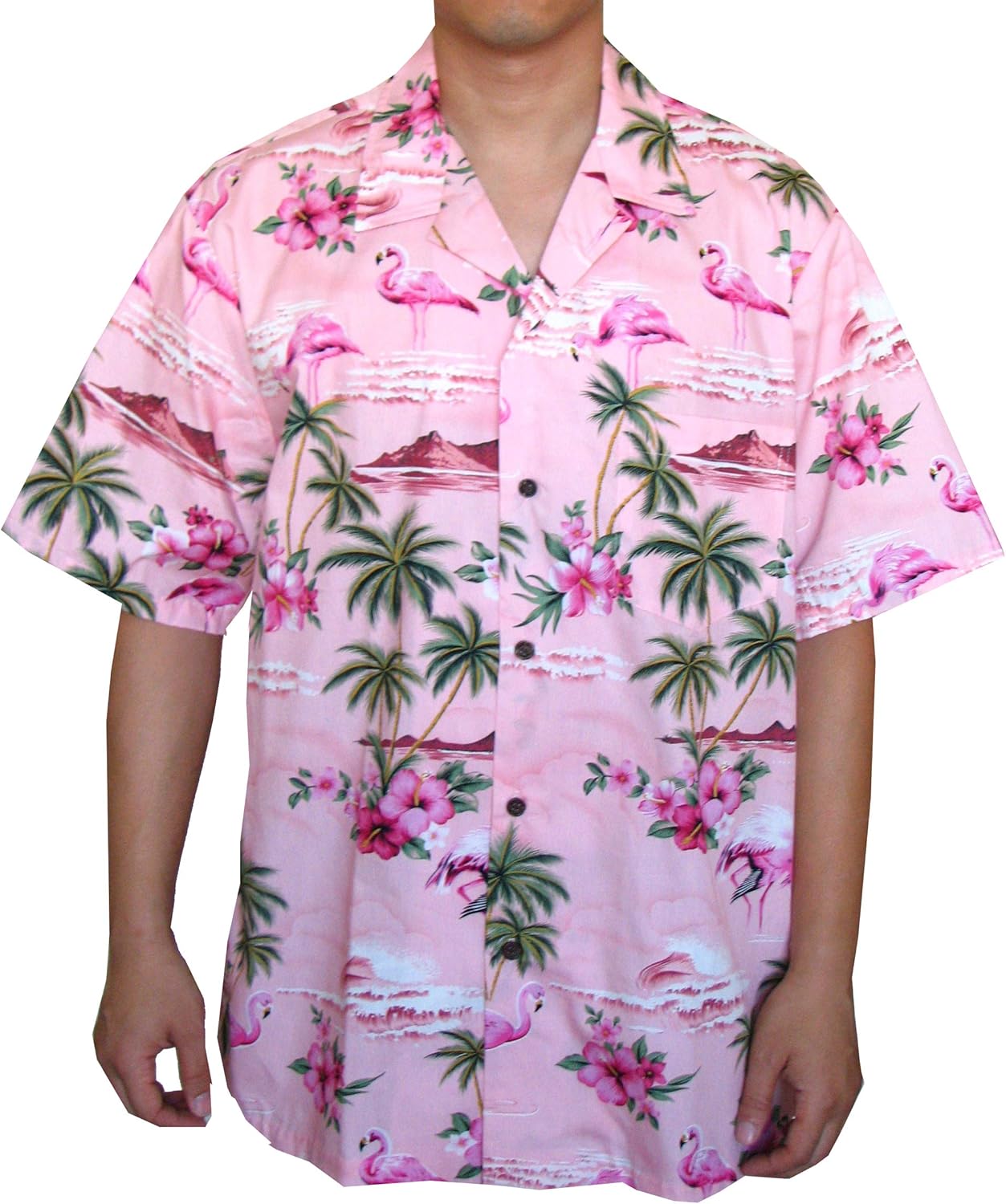 Flamingo Island Hawaiian Aloha Shirt, XL, Pink at Amazon Men’s Clothing