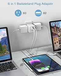 TESSAN Switzerland Plug Adapter, Swiss Travel Power