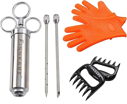 Amazon Finnkare ステンレススチール製 肉調味料インジェクター マリネ プラス qグローブ 料理 耐熱性 シリコン 肉 細断 爪 優れた価値 qツールセット Finnkare その他の調理器具